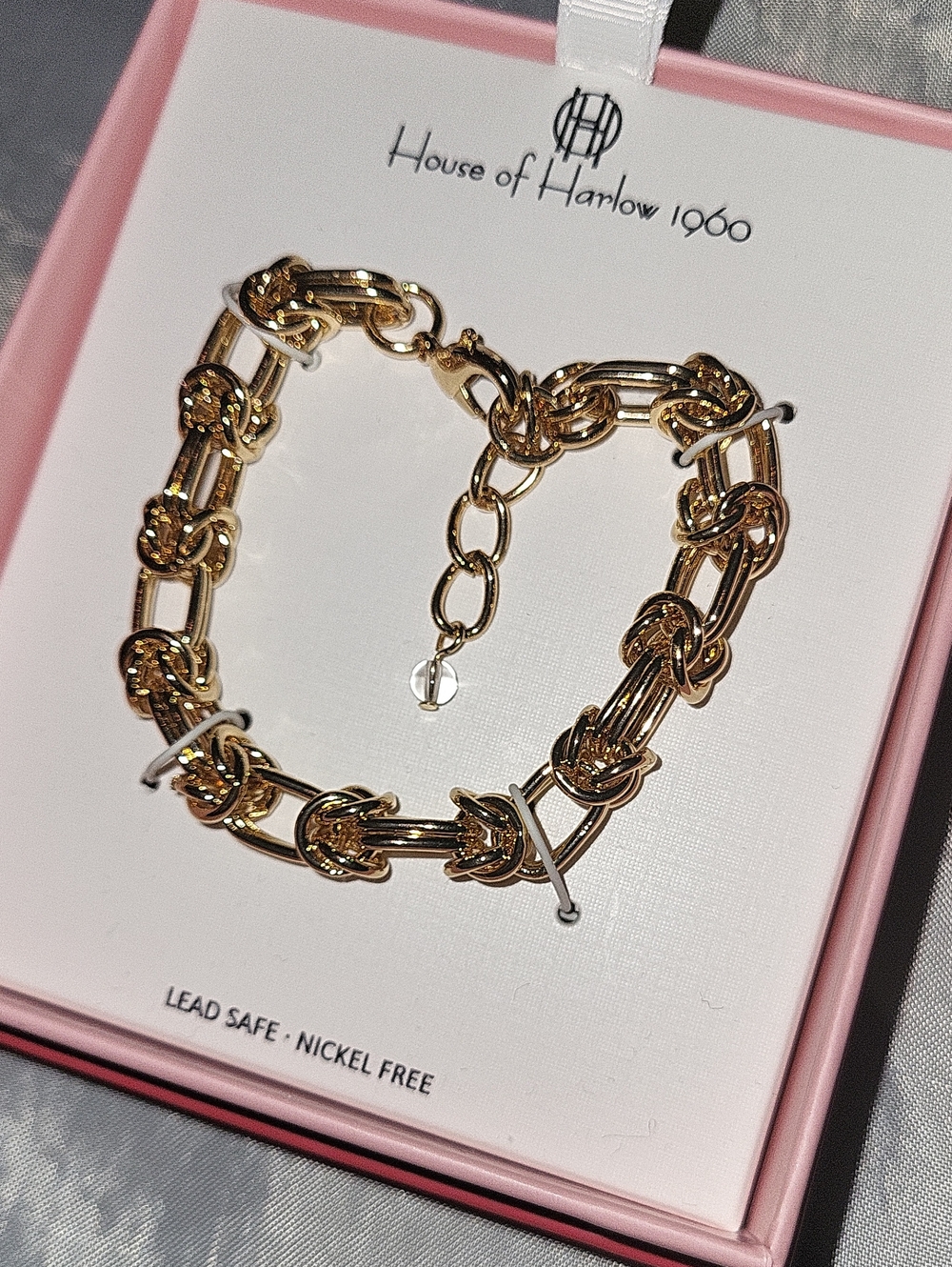 House of Harlow 1960 Twisted Knot Gold-Link Bracelet Bnib Te
